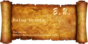 Balog Urzula névjegykártya